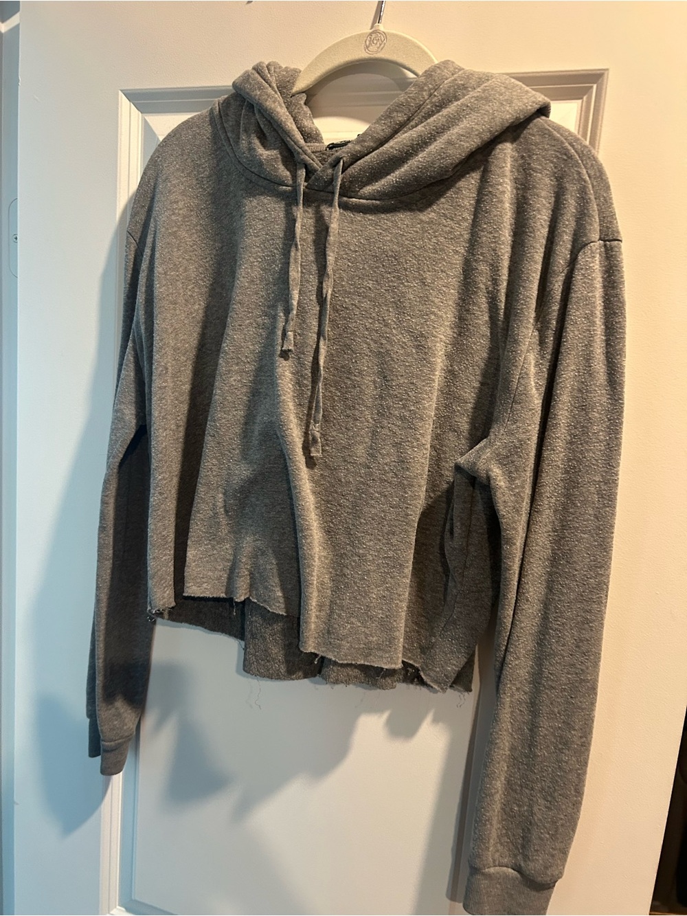 Brandy Melville Gray Cropped Hoodie Sweatshirt